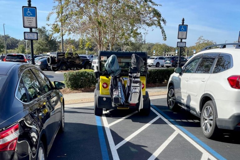 Inconsiderate golf cart parking spotted at medical facility in The Villages