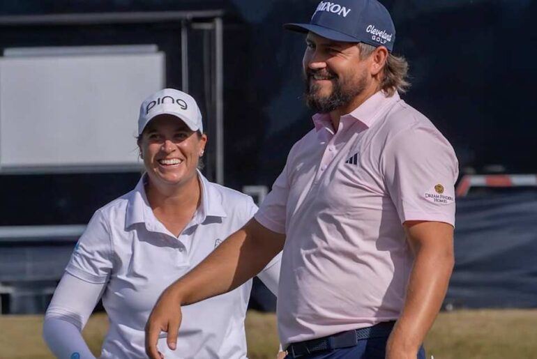 Lauren Coughlin holes bunker shot for eagle, leads alongside Andrew Novak at Grant Thornton Invitational - PGA Tour