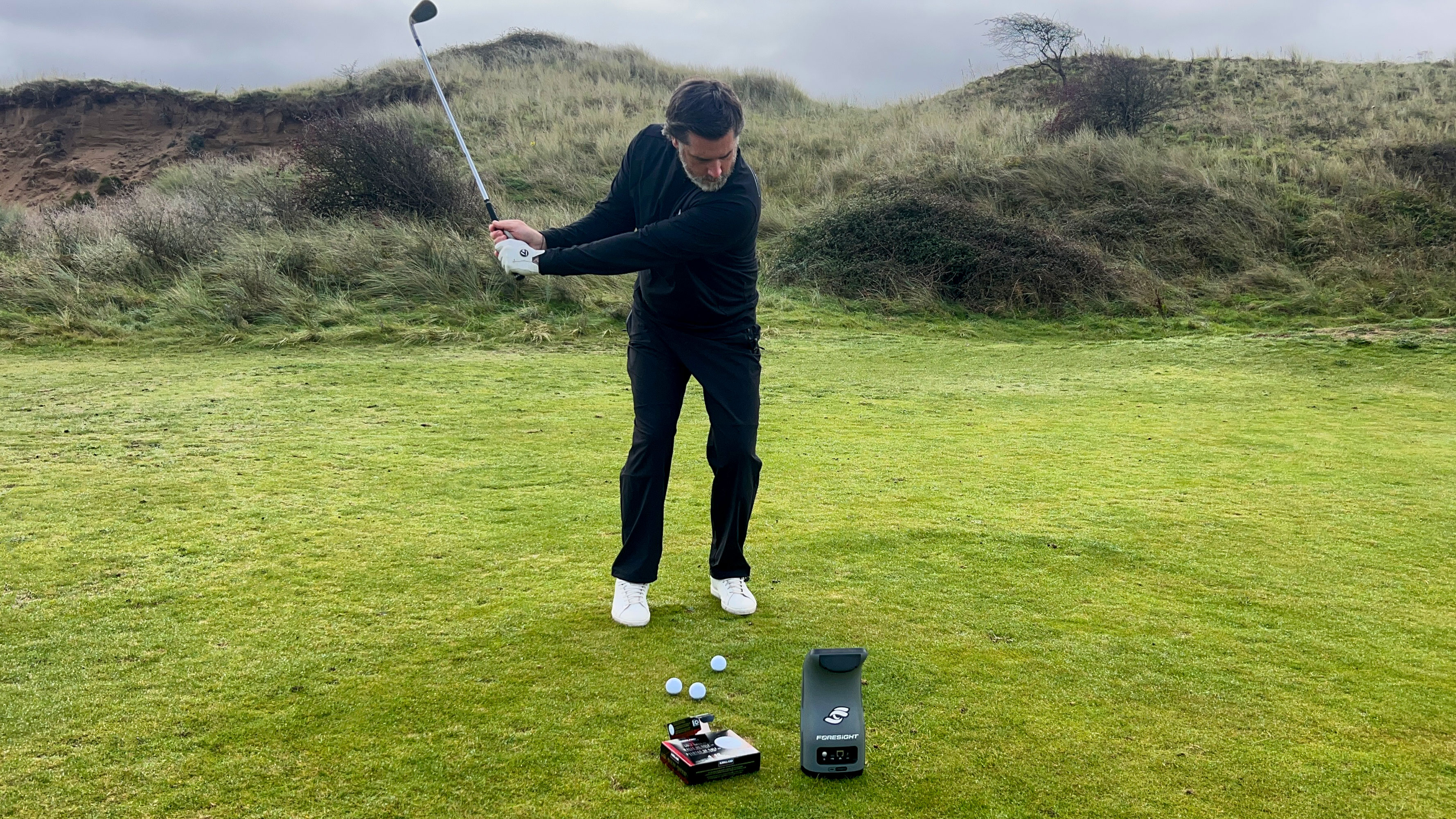 Photo of Joe Ferguson testing the 2025 Costco Kirkland Signature Golf Ball