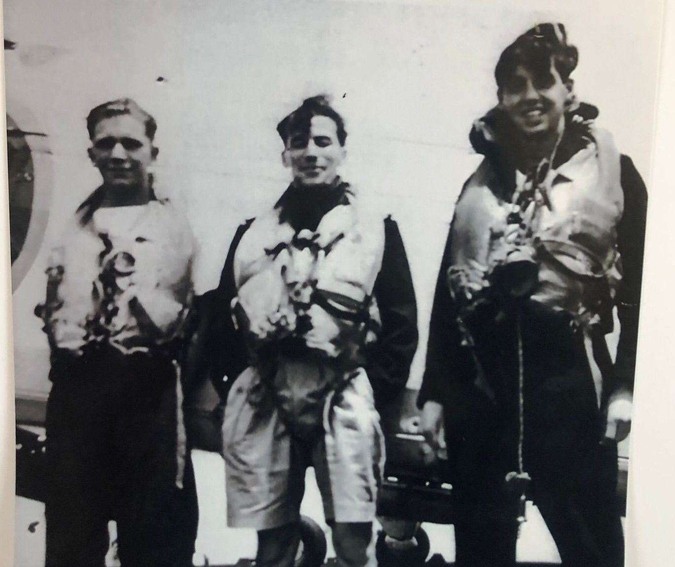 Archie (right) aged around 19 with observer and rear gunner