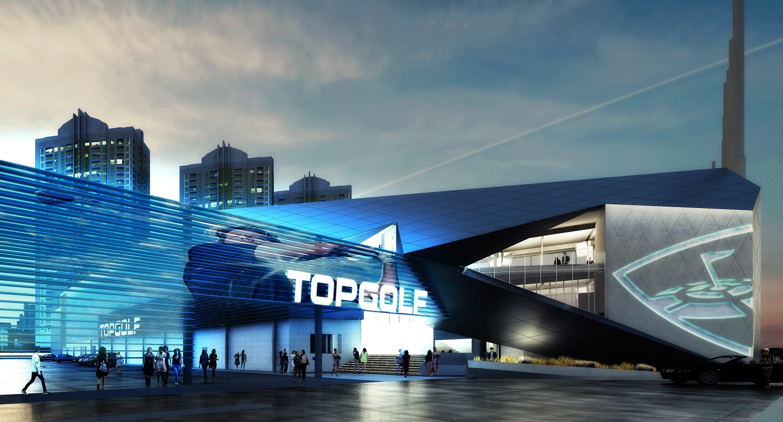 Can you bring your own golf clubs to Topgolf? Should you do that? A Topgolf location rendered