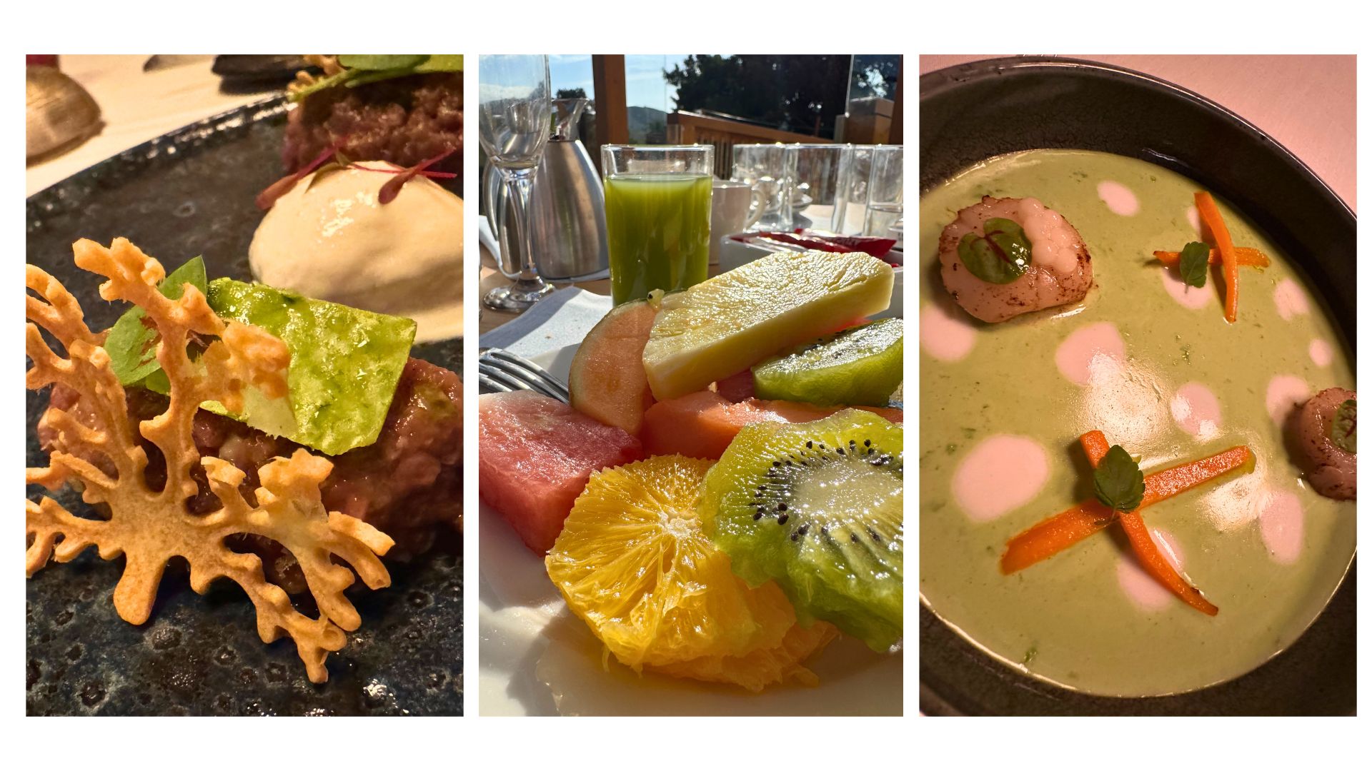 Three images of min courses served at La Manga Club