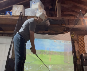 7 iron. About 155-165 for me at 83-84 mph club speed. any recommendations I can do to improve my game and give me more consistency with swing?