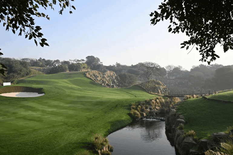 The 17th hole at the Gary Player Course at DLF Country Club in India. How are you playing this one?