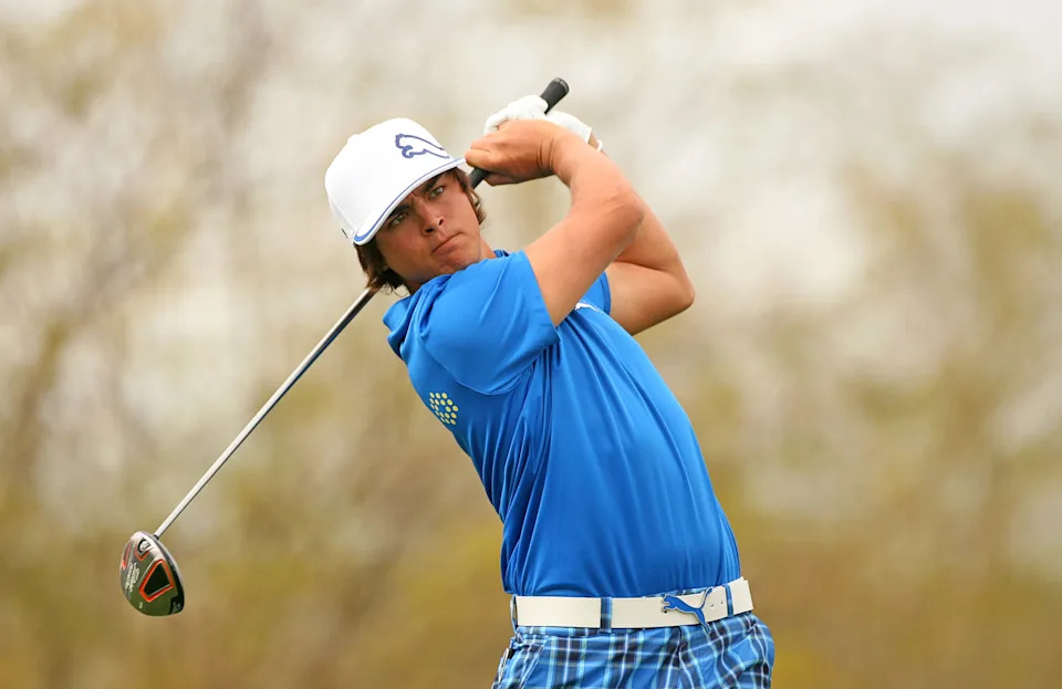 Rickie Fowler hits his tee shot on the ninth hole during the third round of the Waste Management Phoenix Open at TPC Scottsdale on February 27, 2010 in Scottsdale, Arizona.