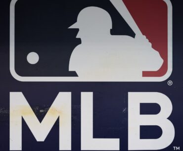 MLB logo on a wall