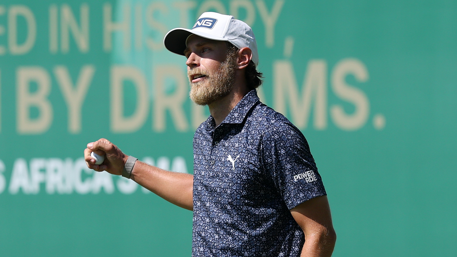Kristoffer Reitan celebrates victory in the Nedbank Golf Challenge
