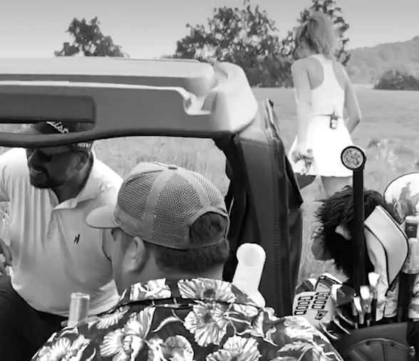 Footage of Paige Spiranac flattening grass