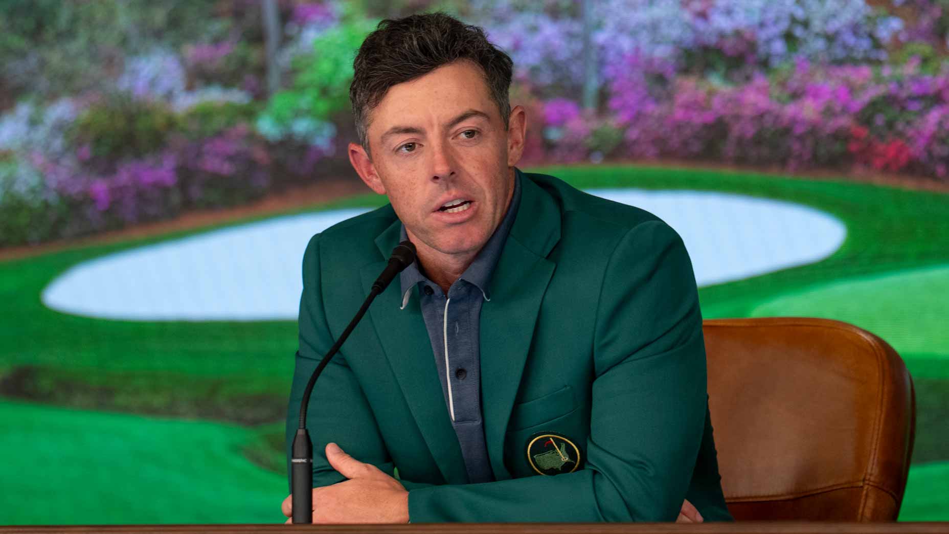 2025 Masters champion Rory McIlroy defends caddie Harry Diamond after winning the Masters in a sudden death playoff on the No. 18 green at Augusta National Golf Club, Sunday, April 13, 2025.