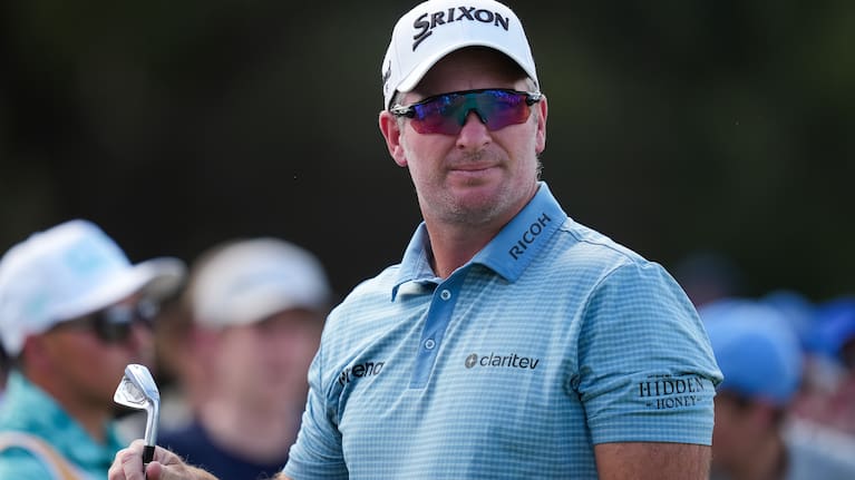 Ryan Fox reacts to a shot at Royal Melbourne.
