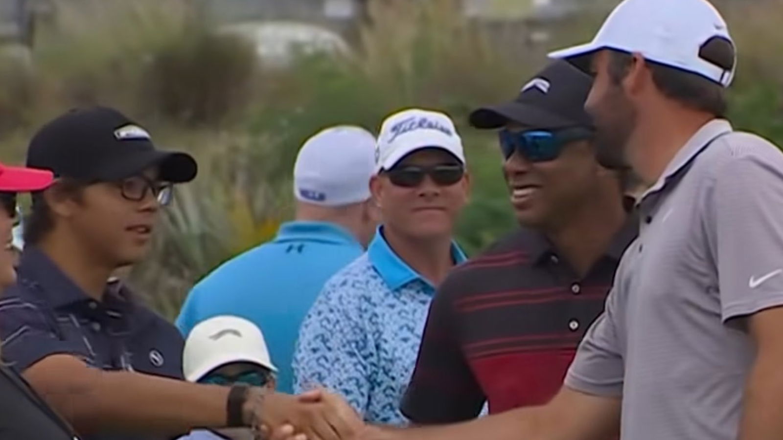 Charlie Woods debuts new look at he meets Scottie Scheffler at Tiger Woods’ Hero World Challenge Charlie Woods meets Scottie Scheffler at Albany (X/Twitter)