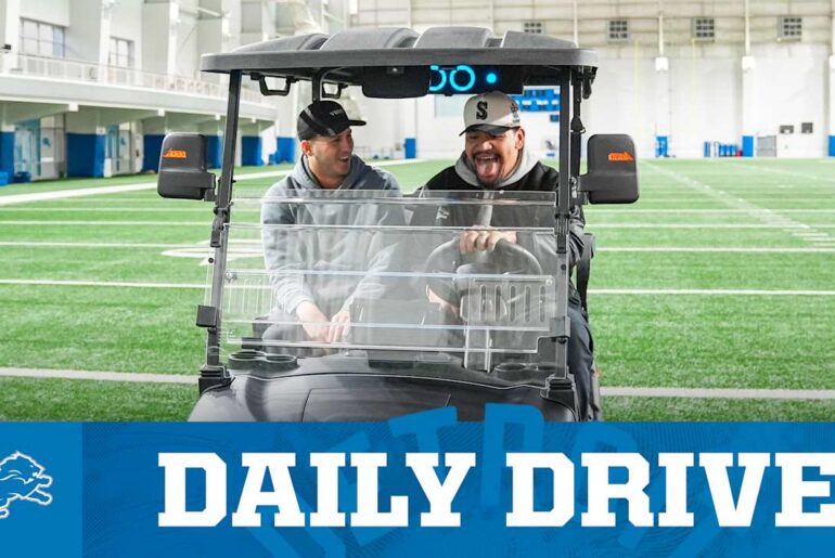 QB Jared Goff surprises Detroit Lions linemen with luxury golf carts at practice facility