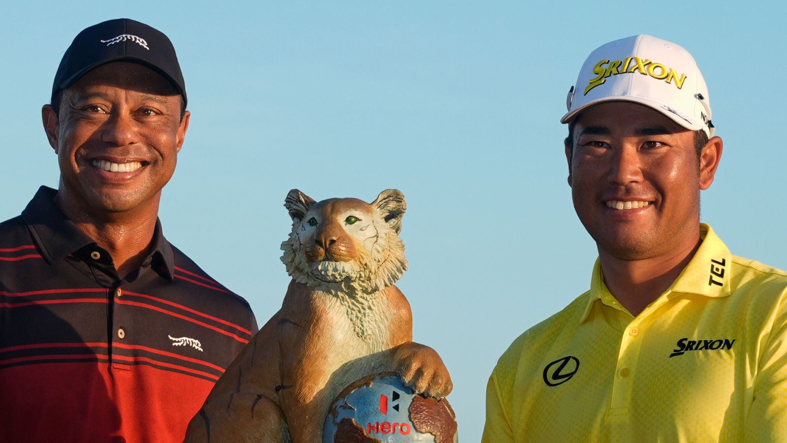 Hero World Challenge: Scottie Scheffler misses out on three-peat as Hideki Matsuyama claims play-off victory over Alex Noren | Golf News Hideki Matsuyama, of Japan, right, poses for a photo with golf legend Tiger Woods after winning the Hero World Challenge