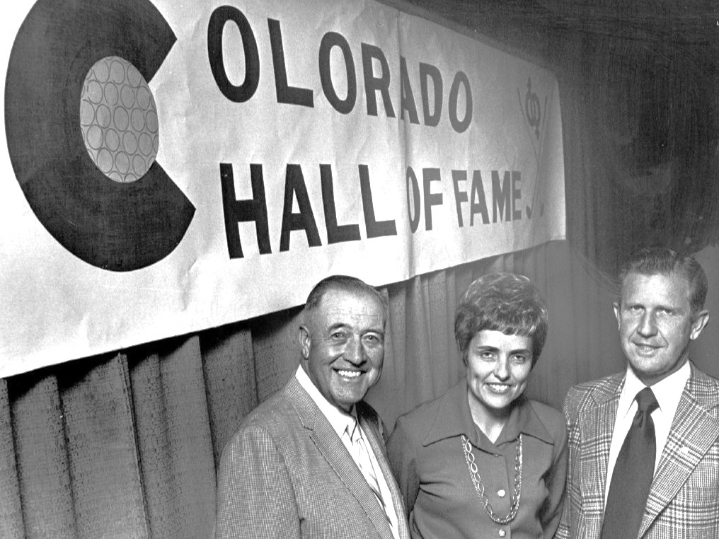 Barbara McIntire being inducted into the Colorado Golf Hall of Fame in 1973