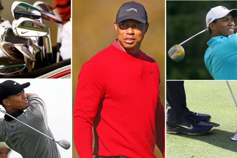 Tiger Woods in the middle, with various pictures of him around it