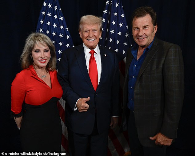 Sir Nick Faldo (right) and his wife Lindsey De Marco (left) are friends with Donald Trump