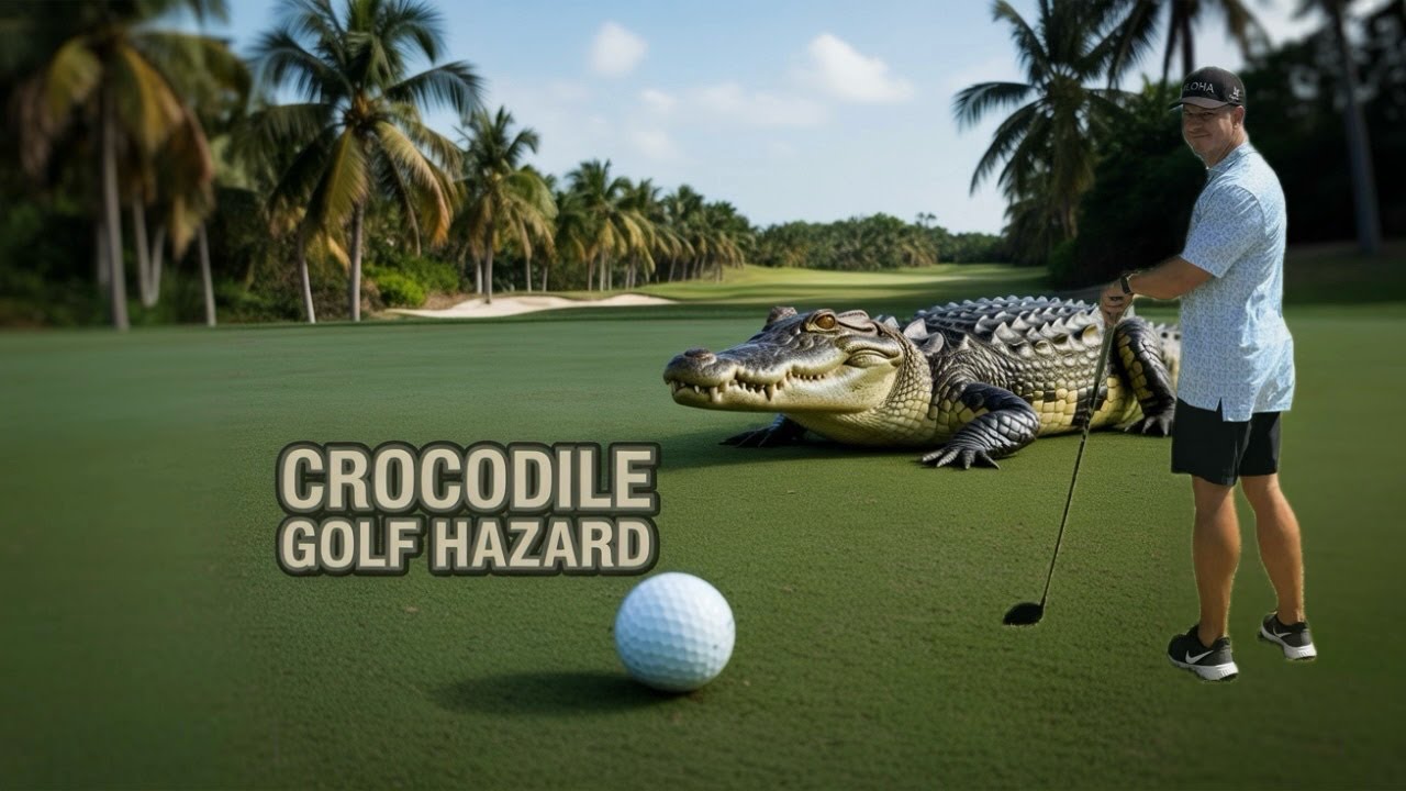Cancun Golf at Iberostar tries to distract me with a 15 foot Crocodile! Cancun Golf at Iberostar tries to distract me with a 15 foot Crocodile!