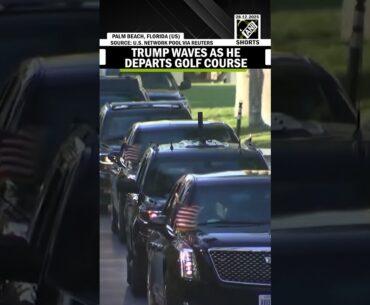 President Trump waves as he departs golf course for Mar-a-Lago holiday retreat