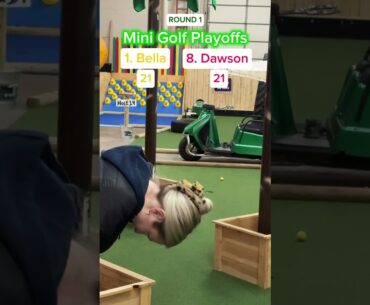 1. Bella vs 8. Dawson ROUND 1 (Holes 9-10) #golf #minigolf #viral #sports #puttputt #playoffs