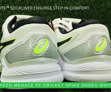 Latest 2025 review of ASICS SPEED MENACE FF CRICKET SPIKE SHOES WHITE BLACK #khelmart
