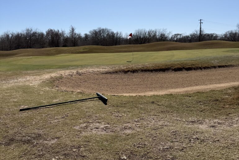 A muni special. Are you getting up and down from here? What shot are you playing?
