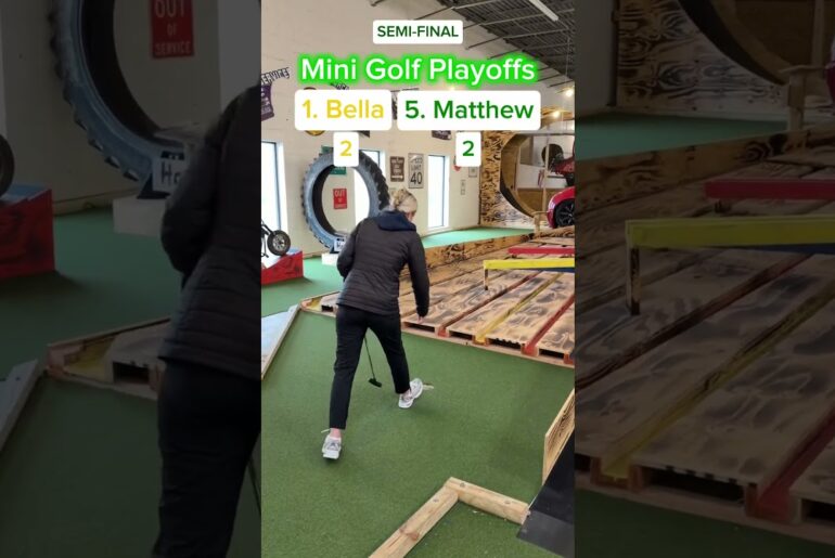 Mini Golf Playoffs 1. Bella vs 5. Matthew Semi-Final (Holes 1-2) #golf #minigolf #viral #sports