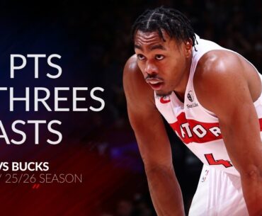 Scottie Barnes 23 pts 3 threes 6 asts vs Bucks 25/26 season