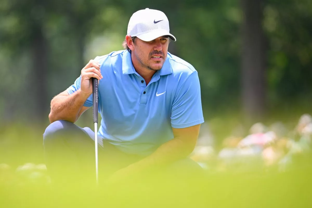 GAINESVILLE, VIRGINIA - JUNE 06: Brooks Koepka of Smash GC looks on at the second hole on day one of LIV Golf Virginia at Robert Trent Jones Golf Club on June 06, 2025 in Gainesville, Virginia. (Photo by Alex Goodlett/Getty Images)