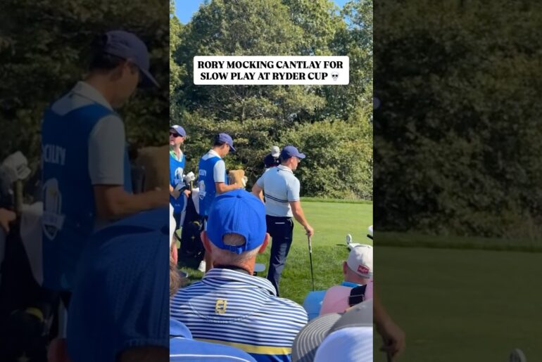 Rory mocks Cantlay’s pre-shot routine at the Ryder Cup 💀 (via @manning57 IG)