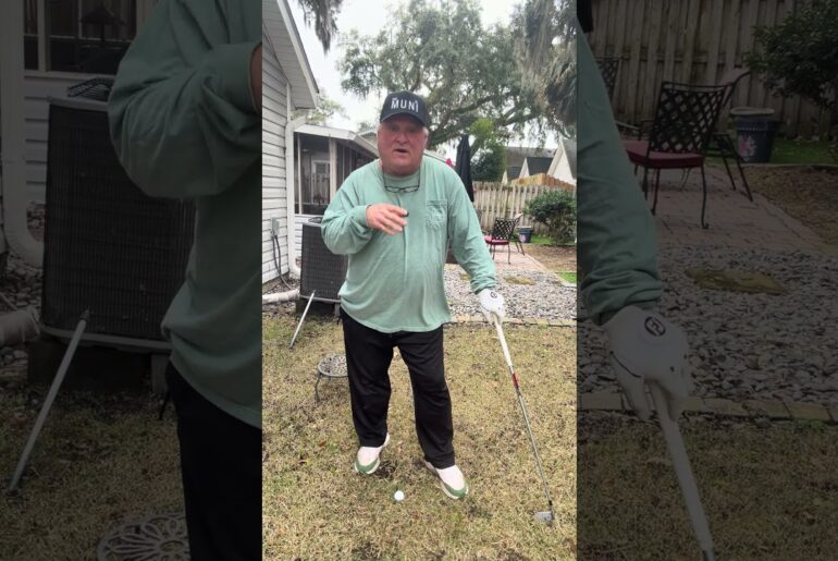 Golf Tip! Learn to hit off a downhill lie and improve your weight shift. #golf #golfswings #golfers