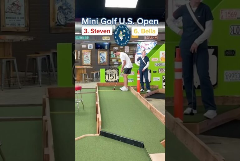 OUR MOST VIEWED TOURNAMENT! 3. Steven vs 6. Bella ROUND 1 (Holes 1-2)#golf #minigolf #puttputt