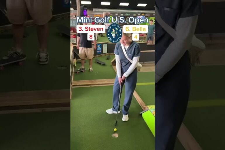 OUR MOST VIEWED TOURNAMENT! 3. Steven vs 6. Bella ROUND 1 (Holes 3-4)#golf #minigolf #puttputt