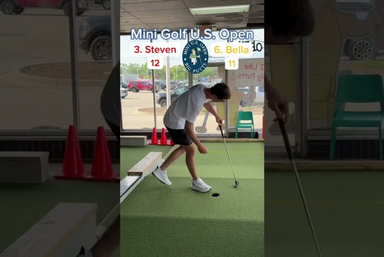 OUR MOST VIEWED TOURNAMENT! 3. Steven vs 6. Bella ROUND 1 (Holes 1-2)#golf #minigolf #puttputt