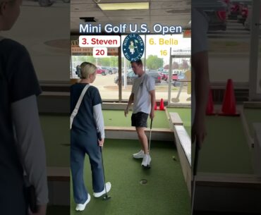 OUR MOST VIEWED TOURNAMENT! 3. Steven vs 6. Bella ROUND 1 (Holes 9-10)#golf #minigolf #puttputt