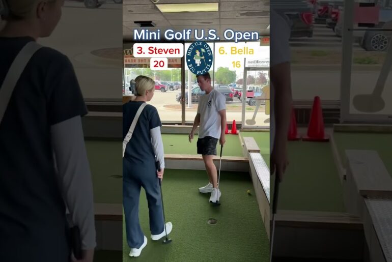 OUR MOST VIEWED TOURNAMENT! 3. Steven vs 6. Bella ROUND 1 (Holes 9-10)#golf #minigolf #puttputt
