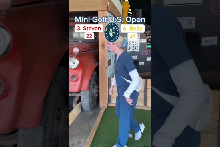 OUR MOST VIEWED TOURNAMENT! 3. Steven vs 6. Bella ROUND 1 (Holes 11-12) #golf #minigolf #puttputt
