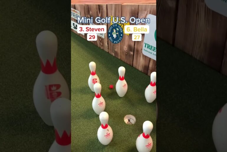 OUR MOST VIEWED TOURNAMENT! 3. Steven vs 6. Bella ROUND 1 (Holes 13-14) #golf #minigolf #puttputt