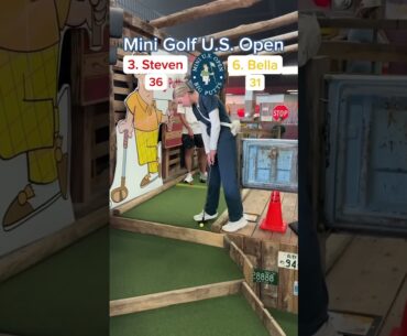 OUR MOST VIEWED TOURNAMENT! 3. Steven vs 6. Bella ROUND 1 (Holes 15-16) #golf #minigolf #puttputt