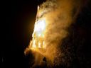 A fire tears through the Vondelkerk church tower in Amsterdam on New Year's eve, on January 1, 2026.