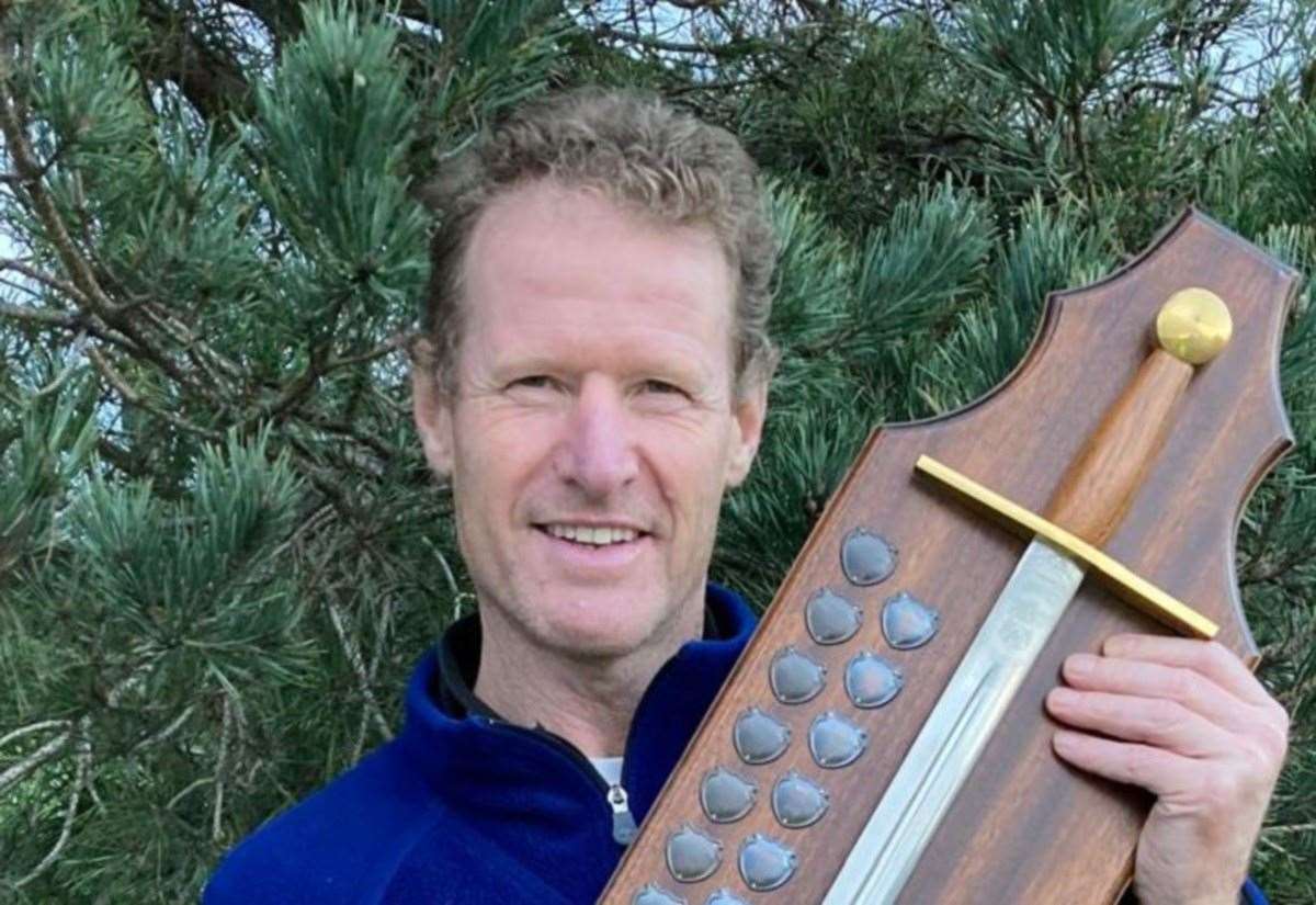 Andy Dunderdale wins the Sword of Achievement at Sudbrook Moor Golf Club. Andy Dunderdale wins the Sword of Achievement at Sudbrook Moor Golf Club.