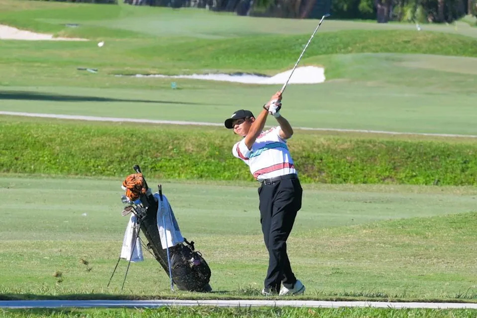 Charlie Woods shoots from the fairway while on Hole 6 in the Junior Orange Classic on Jan. 3, 2026. Chet Peterman / Special to The Post / USA TODAY NETWORK via Imagn Images