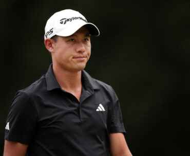 CROMWELL, CONNECTICUT - JUNE 23: Collin Morikawa of the United States walks on the third hole during the final round of the Travelers Championship at TPC River Highlands on June 23, 2024 in Cromwell, Connecticut. (Photo by James Gilbert/Getty Images)