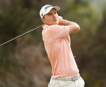 HONOLULU, HAWAII - JANUARY 18: Russell Henley of the United States plays his shot from the first tee during the final round of the Sony Open in Hawaii 2026 at Waialae Country Club on January 18, 2026 in Honolulu, Hawaii. (Photo by Cliff Hawkins/Getty Images)