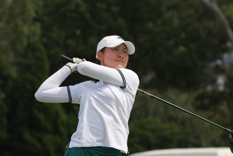 Camilla Kim after hitting a tee shot