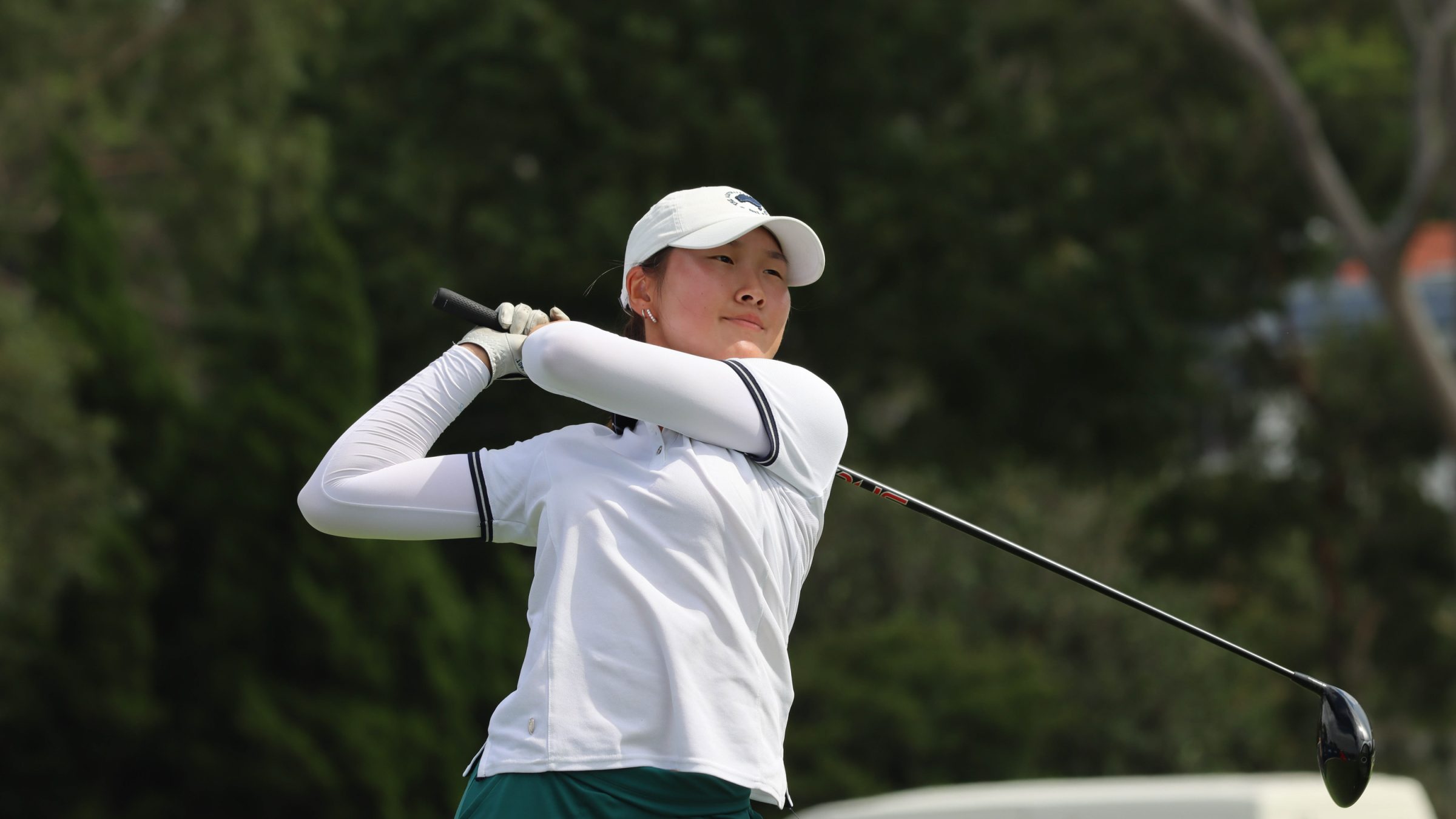 Opening Day Of Matchplay Delivers Drama At NSW Amateur Camilla Kim after hitting a tee shot