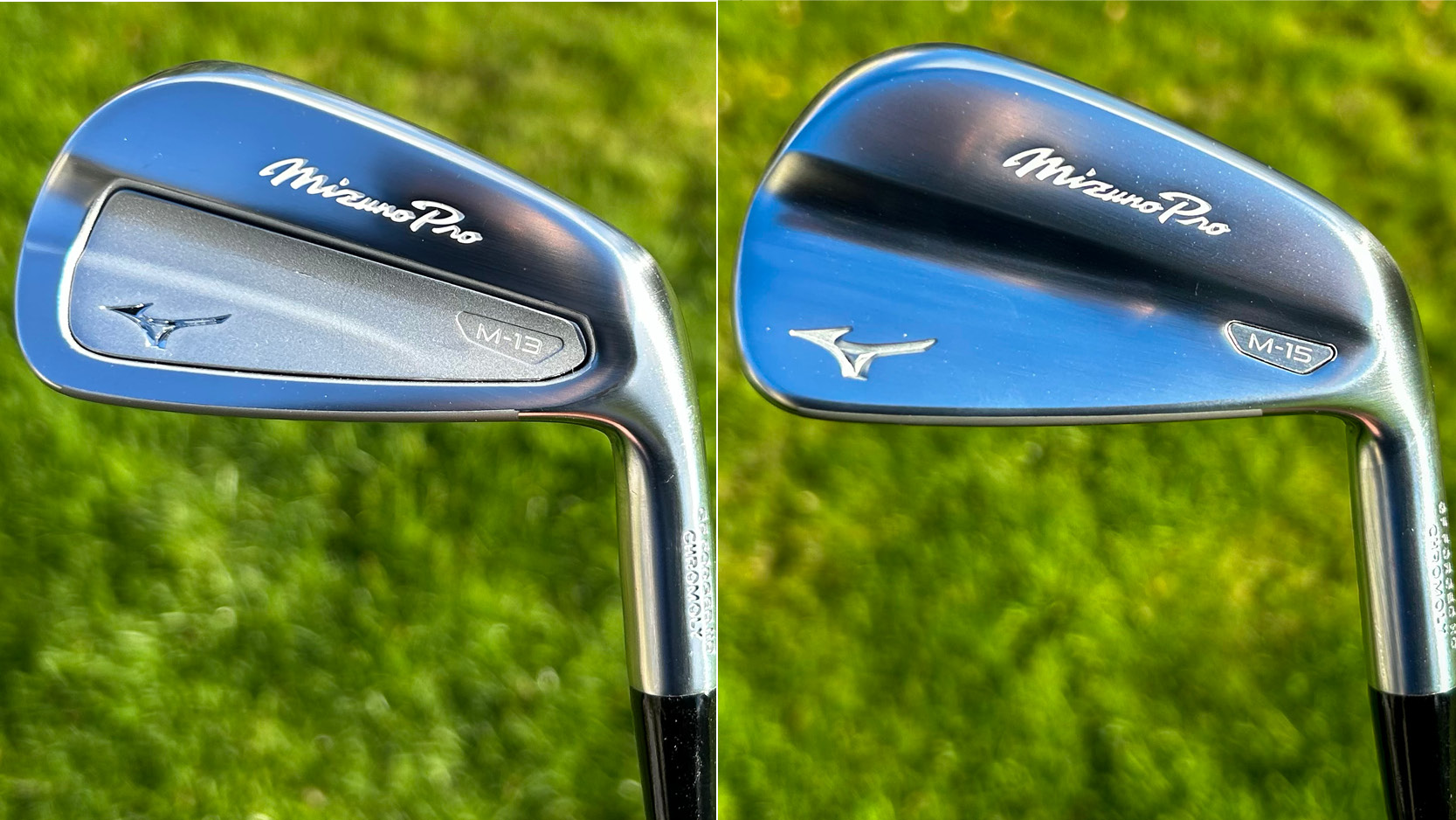 The Mizuno M-13 and M-15 irons side by side