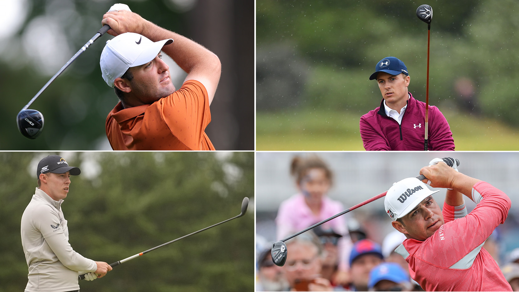 Four golfers hit fairway woods at Majors