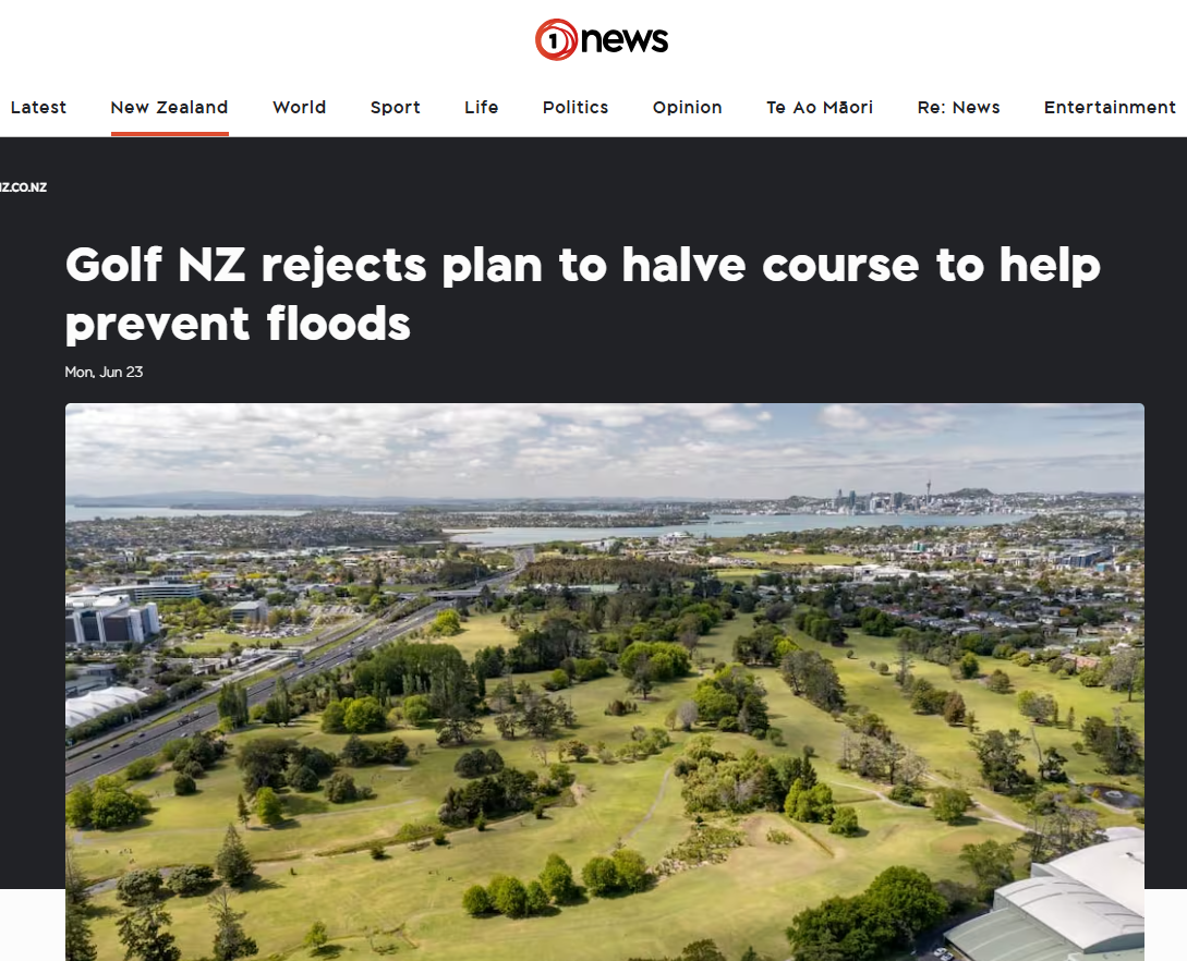 Public Calls for Protection of Sporting Infrastructure Screenshot of 1News website covering the Takapuna Golf redevelopment controversy
