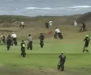 Mass rideouts of young riders on e-bikes have taken over public roads and golf courses as the government grapples with how to respond. Picture: Cromer Golf Club/Facebook