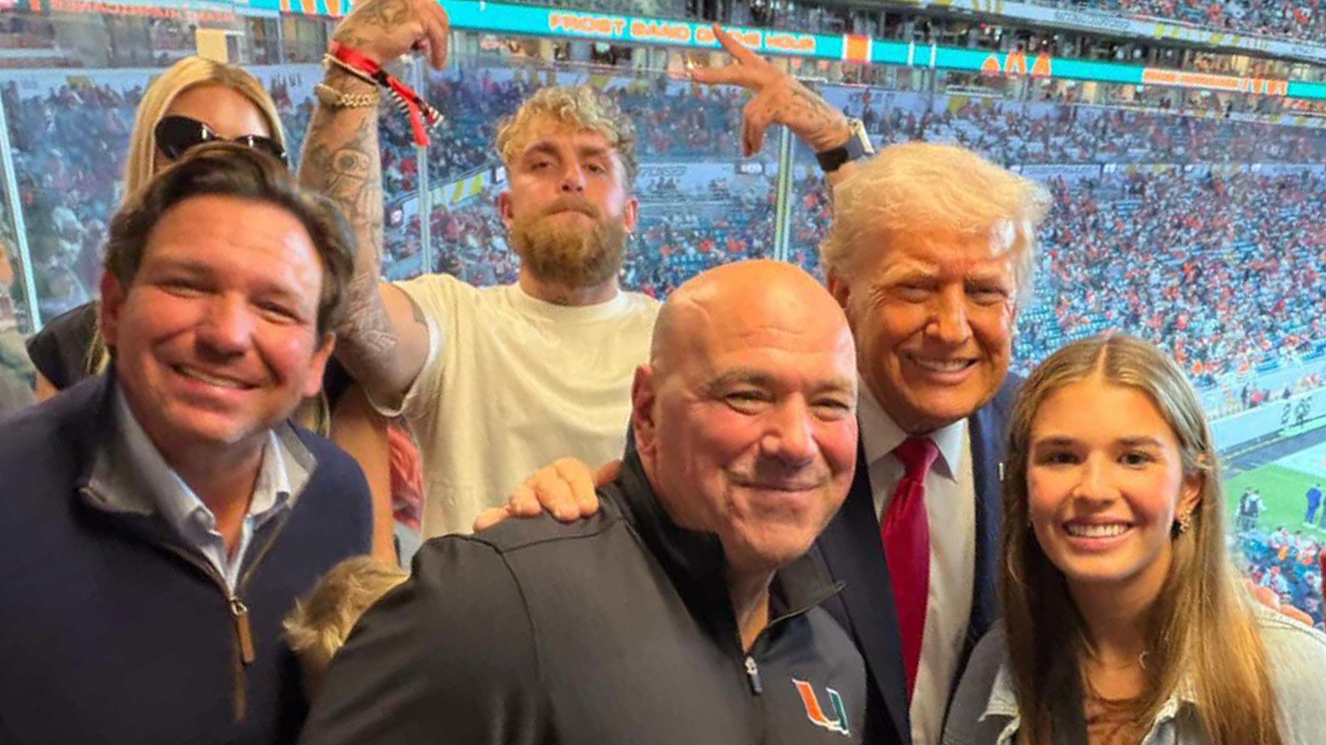 Inside Donald Trump's suite for CFP title game with President joined by Livvy Dunne, Jake Paul and granddaughter Kai